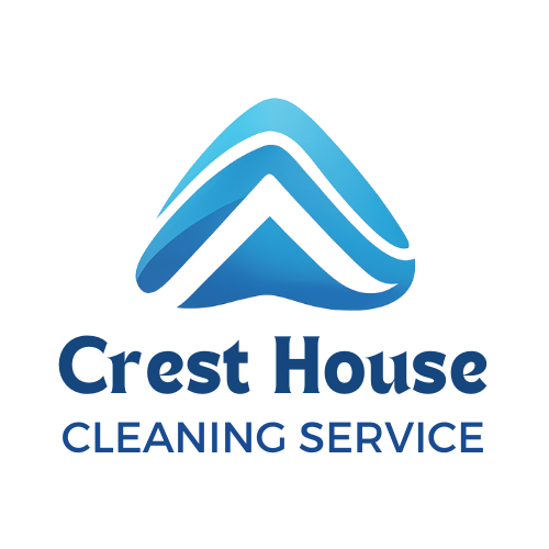 Crest House Cleaning Service LLC logo in blue with mountain-inspired design