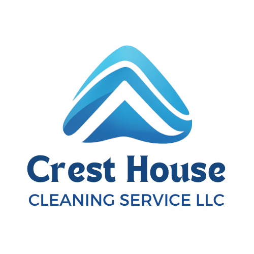 Crest House Cleaning Service LLC logo in blue with mountain-inspired design